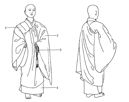 褊［偏］衫裙、如法衣姿の僧・奈良時代・服制の成立 日本服飾史 資料・風俗博物館～よみがえる源氏物語の世界～