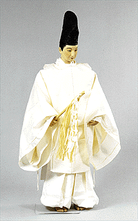 Courtier in Shinto ceremonial robe, 